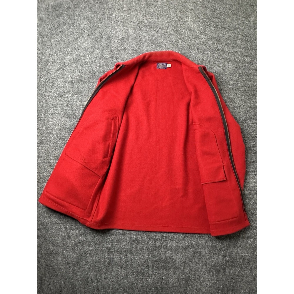 Mens Wool Pendleton Red Zip Front Jacket 1960s Made in USA, Size M - Picture 4 of 12